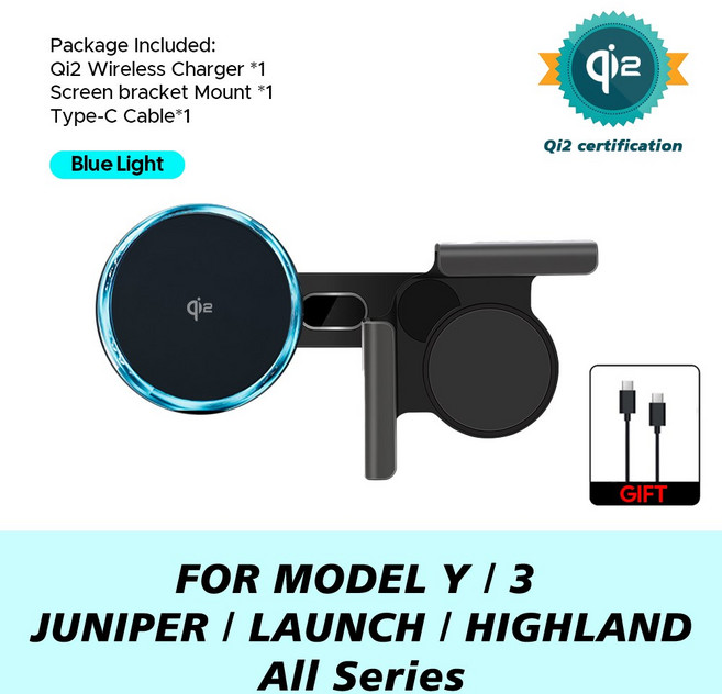 차량용 휴대폰 거치대 15W 마그네틱 무선 충전기 MagSafe 호환 테슬라 모델 Y 주니퍼 2026 25 3 하, [04] Qi2