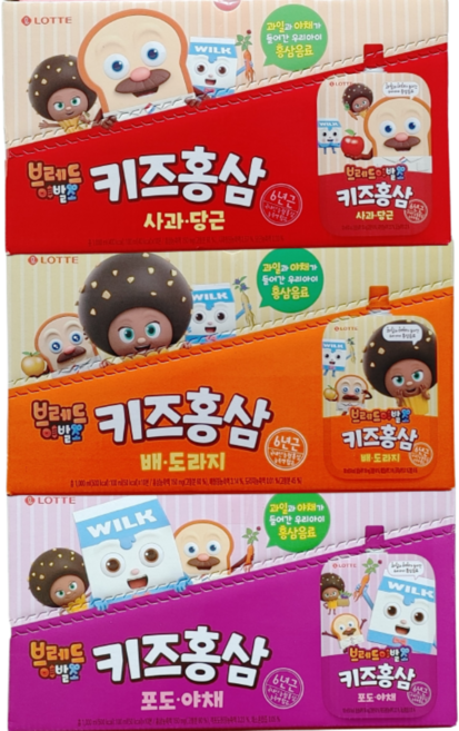 브레드이발소 키즈홍삼 사과당근/배도라지/포도야채 100mlx 10입(1박스), 배 도라지, 100ml