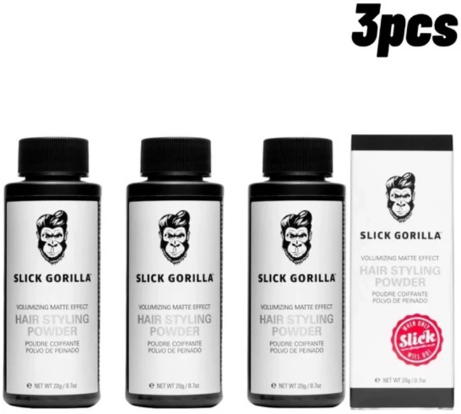 슬릭 고릴라 남성 스타일링 파우더 오일 컨트롤 롱래스팅 스타일링 내추럴 드라이 헤어 파우더 쉽게 헹구어지며 볼륨감 있는 머릿결을 만들어줍니다, [02] 3pcs - 쿠팡