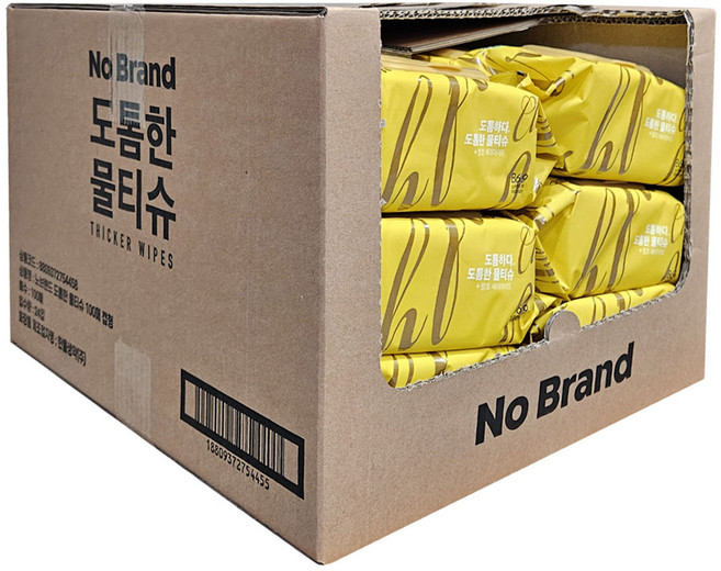 노브랜드 도톰한 캡형 물티슈 100매 x 10팩, 20개, 305g