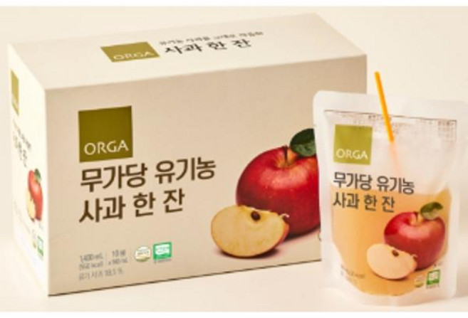 ORGA 무가당 유기농 사과 한잔, 4개, 1.4L