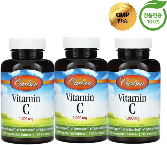 칼슨 비타민C 1000mg 100 베지정, 3개, 100정 - 쿠팡
