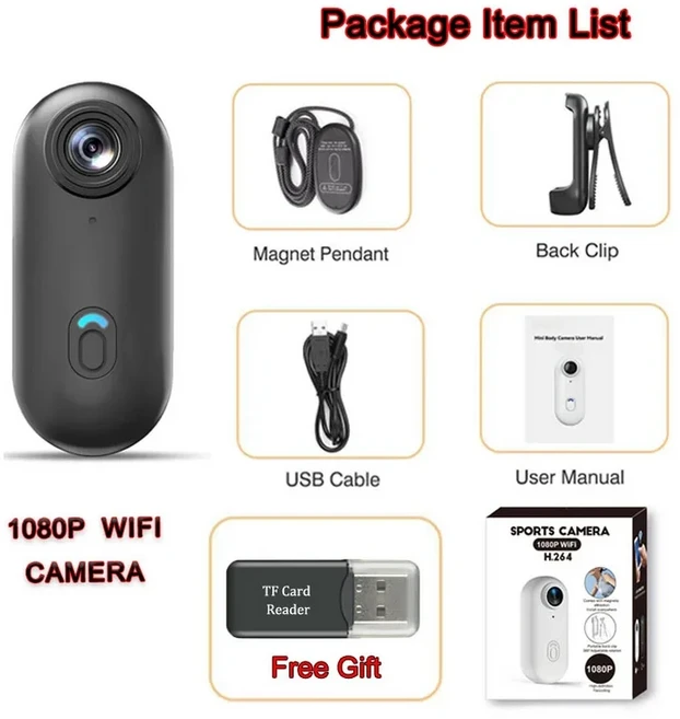 자석 클립이 있는 POV 카메라 소형 착용형 FHD 1080P 야외 브이로그 레코더 액션 스포츠 DV, 02 With 32G TF Card, 03 With 32G TF Card, 04 FHD 1080P (BK-Lite)