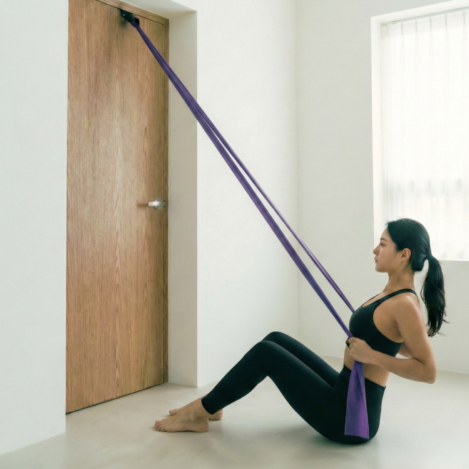 에코리즈 엑서사이즈 밴드 프리미엄형+도어앵커, 1세트, 퍼플