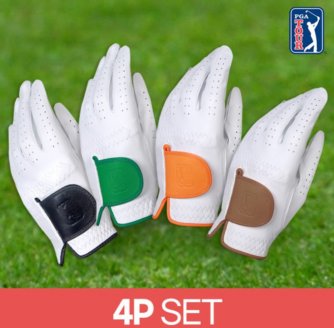 PGA TOUR 프리미엄 투어 컬러 양피 골프장갑, 1개