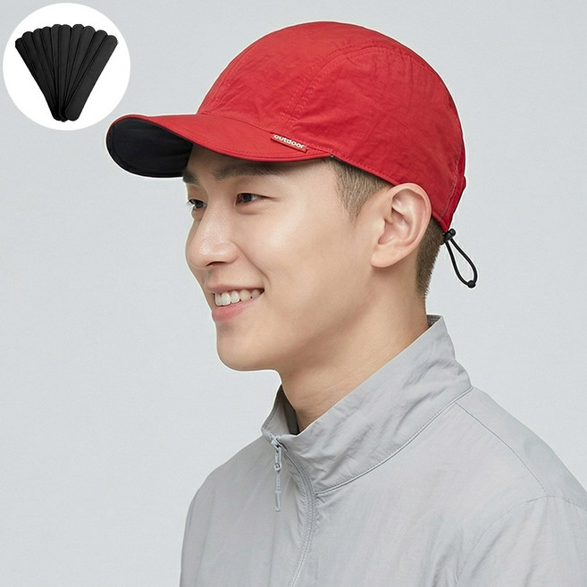 BELLEAURA 남여공용 기능성 투톤 리버서블 경량 숏캡 아웃도어 캠핑 등산 숏캡 (모자 오염방지패드 지급), 레드x네이비