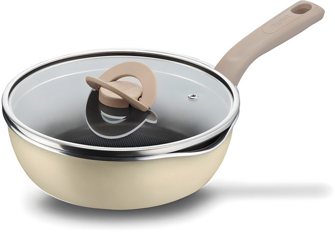 테팔 인덕션 원픽냄비팬, 22cm, 양송이베이지, 1세트