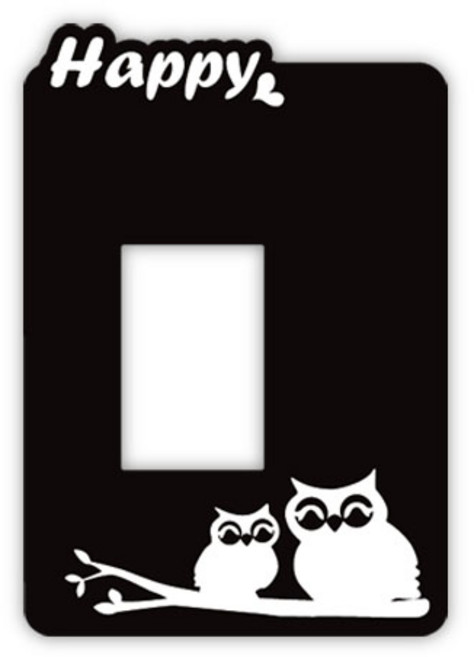 스위치커버스티커 스위치커버손때방지 스위치스티커 스위치커버 스위치 스위치덮개 스위치커버손때방지스티커 스위치커버1구 스위치커버데코시트 스위치가리개, 덮개형 해피부엉이, 블랙