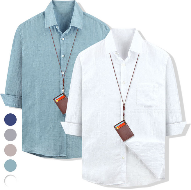 남자 여름 반팔셔츠 7부 셔츠 린넨셔츠 남성 남방 빅사이즈