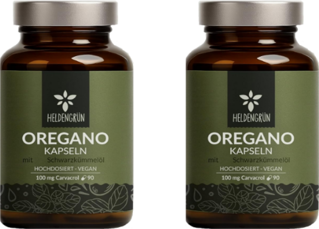 [해외]독일 발송 그리스산 오레가노 오일 블랙 큐민 오일 Oregano & Black Cumin Oil 비건 캡슐, 2개, 90정