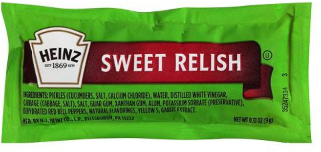 하인즈 스윗 랠리쉬 싱글 서브 패킷 9g x 200팩 헤인즈 Heinz Sweet Relish Single Serve Packet, 200팩 9g