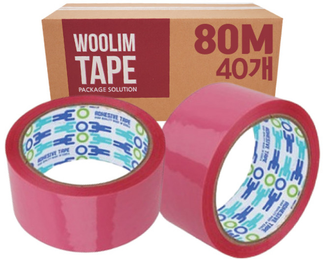 우림 박스테이프 컬러 중포장 80M 40개 택배 포장용