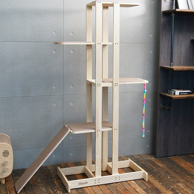 더따슴 5단 원목 캣타워, 혼합색상, 1개