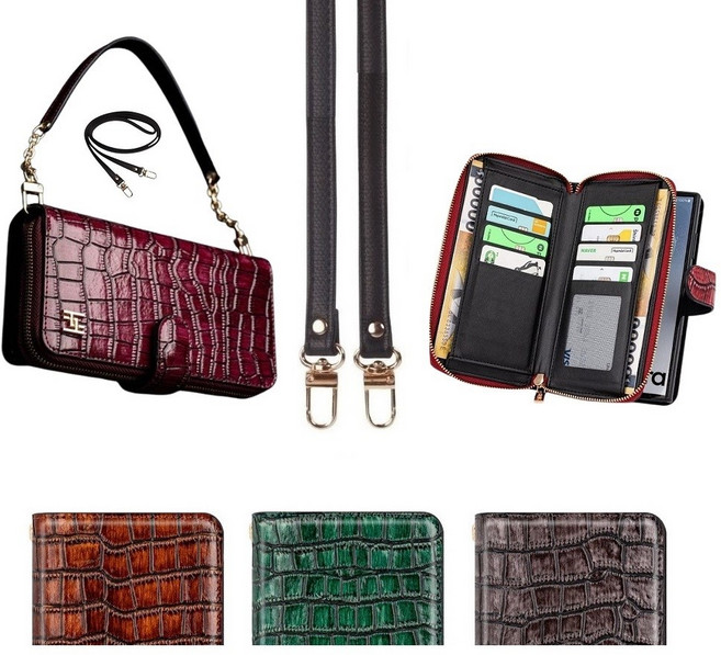 갤럭시 S25엣지 Edge 케이스 SM-S937N 천연 소가죽 랑퓨넬 (페르단디) (지퍼) 롱앤숏 + (손목 스트랩 줄 + 심플롱 목걸이) 세트 카드 지갑