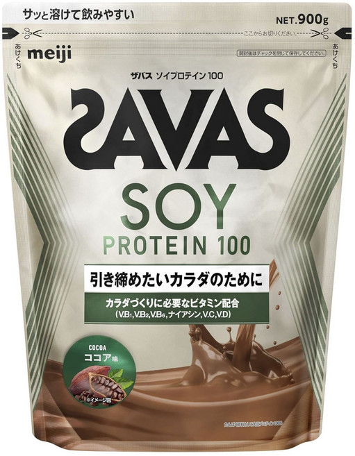 SAVAS 大豆蛋白質 100 可可口味 900g 明治, 1個