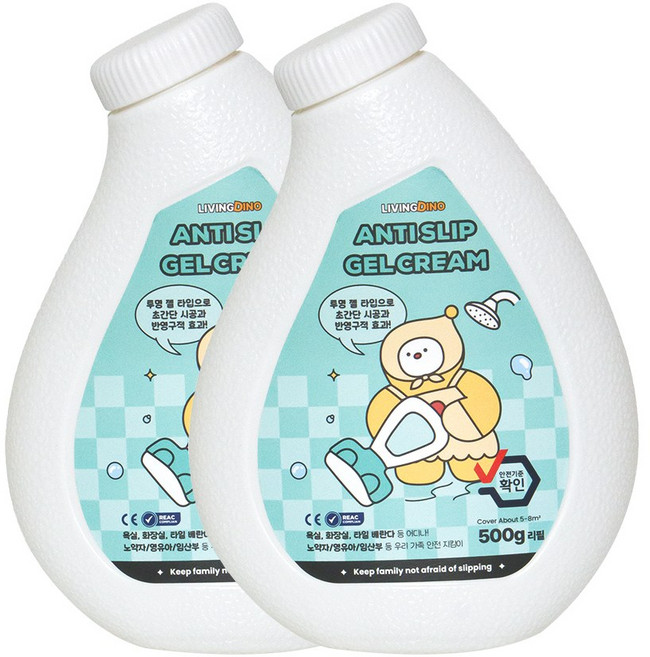 리빙디노 안티슬립 미끄럼방지 젤 크림 롤러형, 미끄럼방지젤, 2개