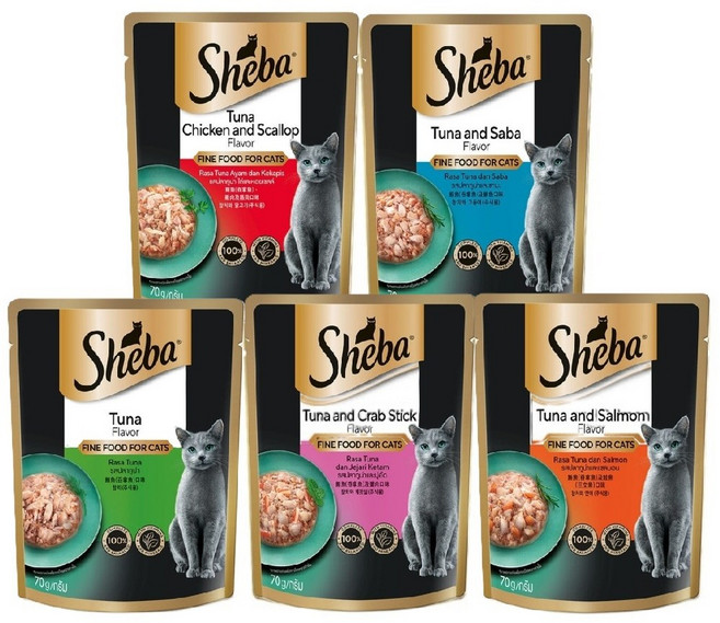 쉬바 고양이 파우치 혼합5종 20개, 70g