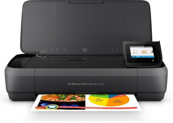 HP OfficeJet 250 무선 모바일 프린터 스캐너 복사기 - 검은색 배터리 포함 CZ992A, Printer, 1개