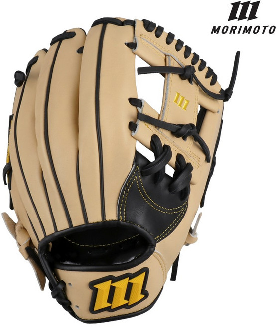 모리모토 JPN 내야 외야 올라운드 글러브 3등급 마이너 모델 스티어하이드 우투, 1개, 블랙/크림