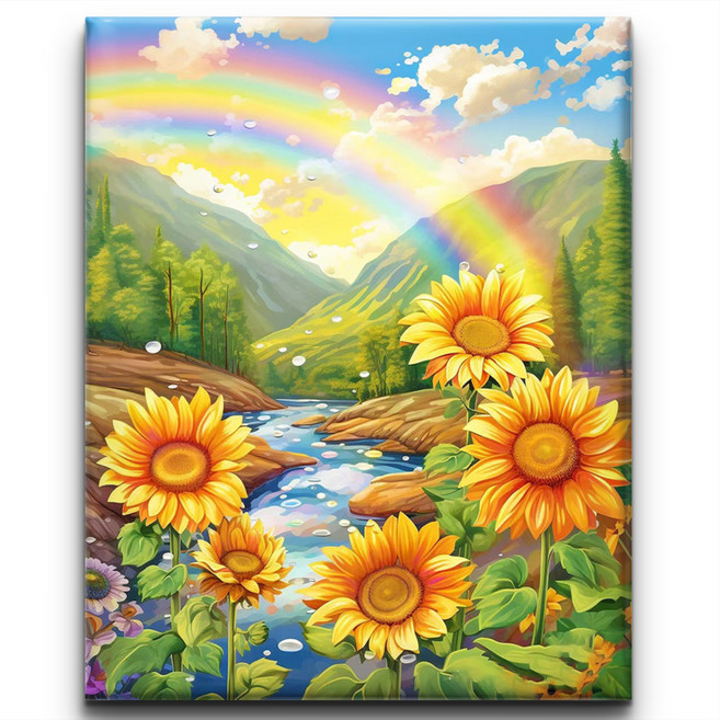 서은이네 보석십자수 캔버스형 DIY 보석 비즈 십자수 액자형 40x50cm, 1세트, AKK-01 해바라기