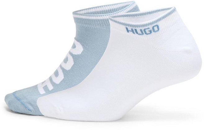 HUGO 남성용 로고 코마 면 발목 양말 2팩 솔트 화이트/파스텔 핑크 148353 7047714661