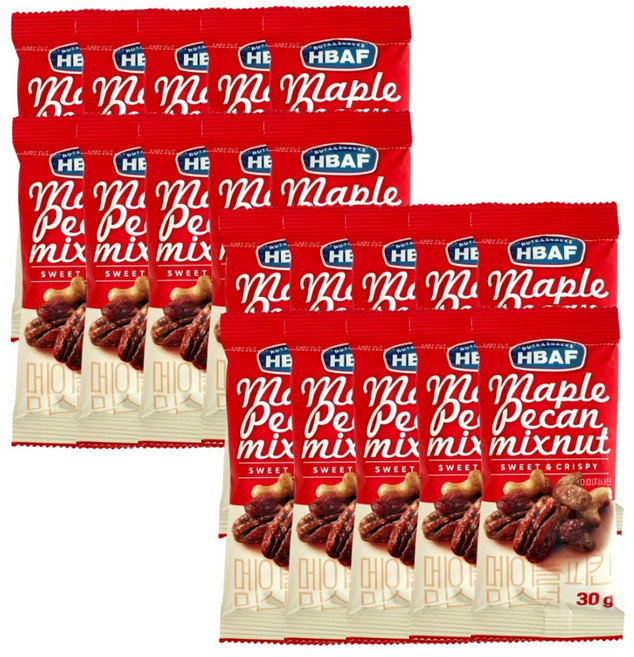HBAF 바프 메이플피칸 믹스넛 견과류 믹스견, 30g, 20개