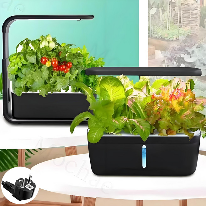Mochae 가정용 식물재배기 LED 스마트팜 실내 수경재배기 초보자도 채소 상추 키우기 텃밭화분, 1개, 블랙