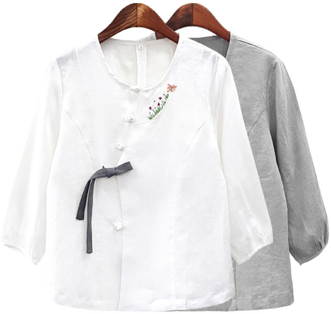 [아리랑의 봄] 들꽃자수 마 블라우스