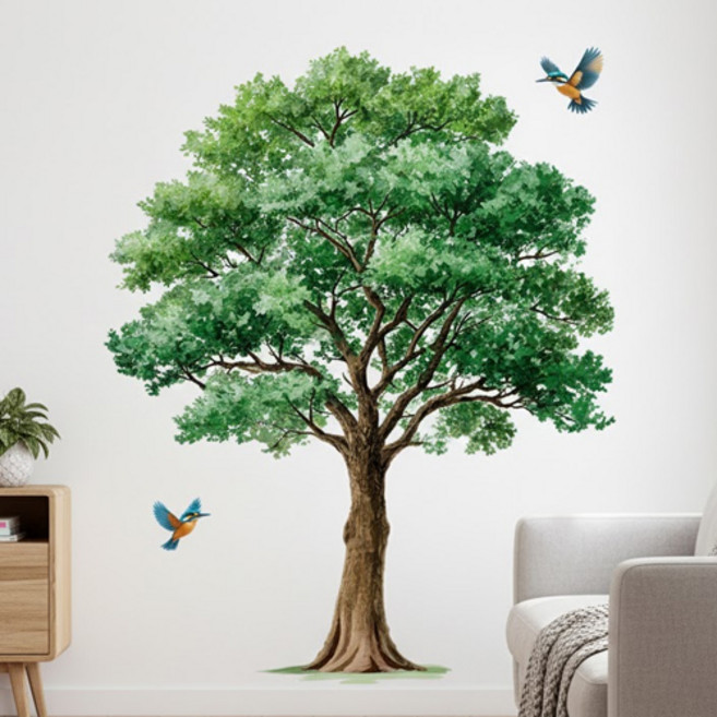북유럽 거실 침실 주방 카페 벽 데코 시트지 대형 나무 인테리어 스티커 P091