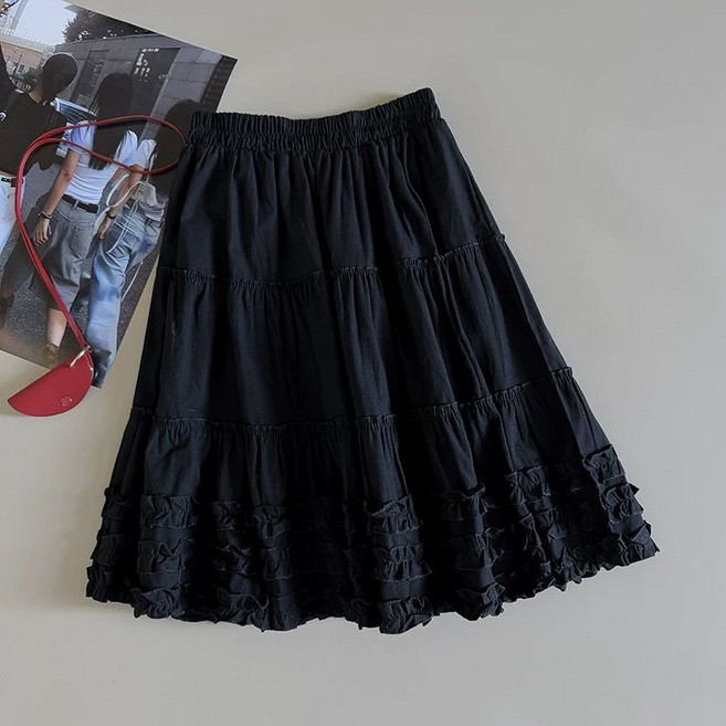 甜美木耳邊高腰A字蛋糕裙女夏季新款白色小個子短裙