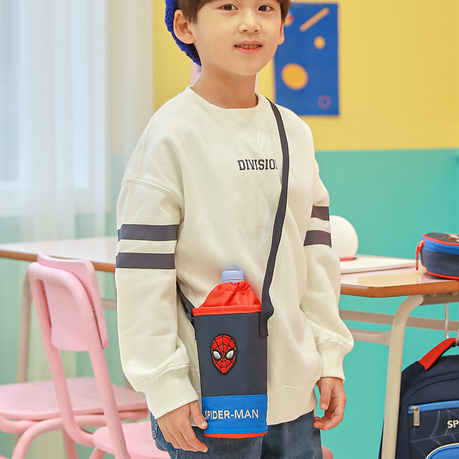 마블 스파이더맨 물병 크로스백 초등학교 유치원 어린이집 현장 체험 학습 소풍 물통 주머니 수납 파우치 가방 남아 아동 어린이 준비물