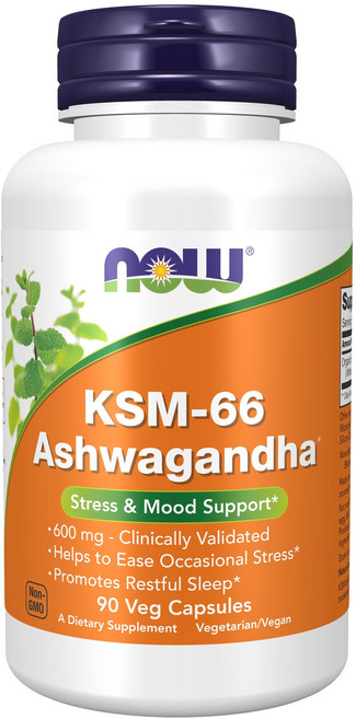 NOW Foods KSM-66南非醉茄素食膠囊, 1罐, 90顆