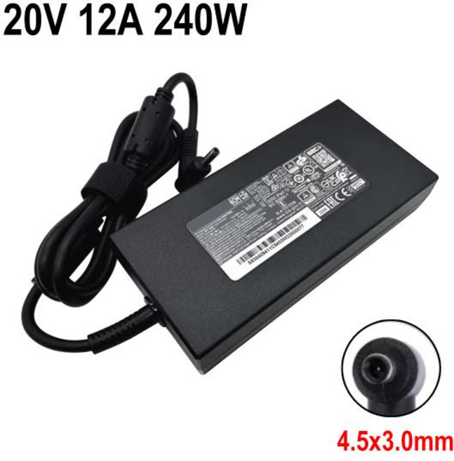 노트북 전원 어댑터 충전기 MSI 델타 15 15 A5EFK 15001 GS66 GF66 GF66 GF76 GL66 GL76 12U 소드 15 십자선 17 15 용 240W 20V, 01 EU plug, 1개