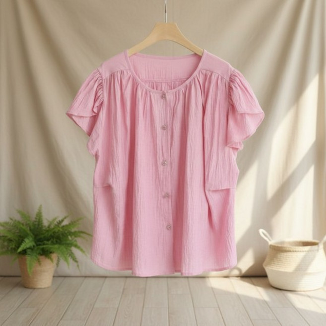 [다잇템] 여성 쿨링 SS 빅사이즈 레이온 프릴 블라우스
