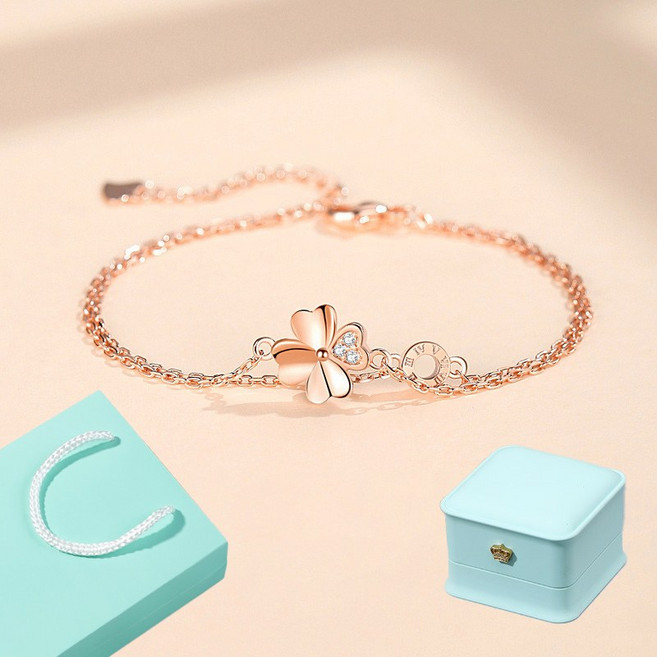 르떼르넬 JSWB041 행운 네잎 클로버 더블 레이어드 여자 팔찌