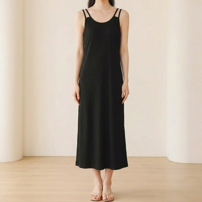 HIN 차르르 더블 스트랩 끈 나시 원피스 여성 맥시