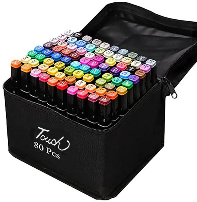 쟈오시 트윈 유성 마카펜+ 펜홀더 세트, 1개, 80색