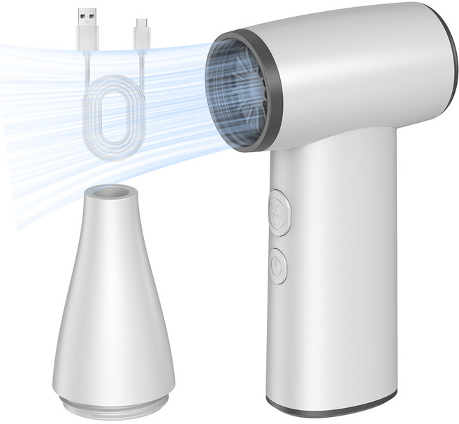 WOWWAY 초강력 무선 에어건 4단계조절 150000rpm 차량용 미니 소형 핸디 청소기 휴대용 선풍기 송풍기 터보팬, 화이트