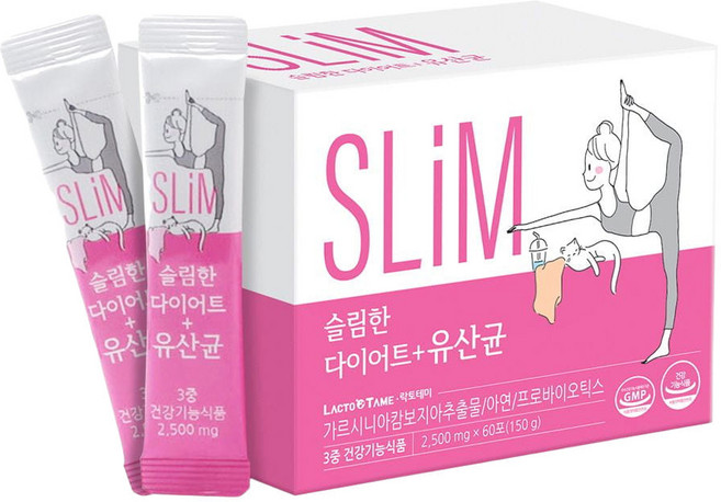 락토테미 슬림한 다이어트 유산균 3중 건강기능식품 60포, 150g, 1개