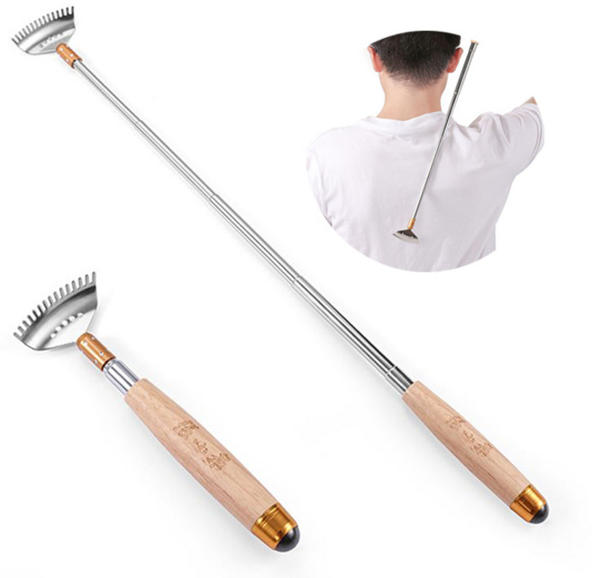 롤링 길이조절 안테나 효자손 4단 5단 휴대용 클립 고리 스테인레스 접이식 늘어나는 등긁개 등 긁기, 롤링효자손-자석형 랜덤색상, 1개