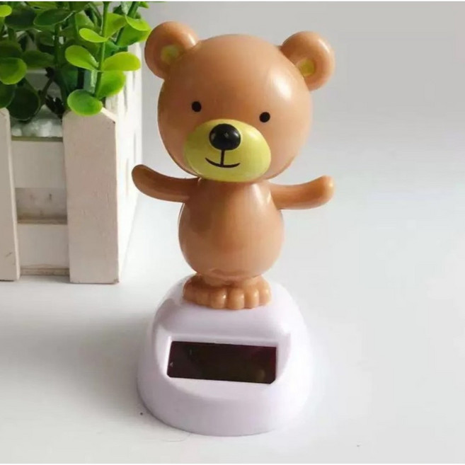 훌라 베어 곰인형 노호혼 태양열 피규어 장식 인테리어 소품, 베이지, 1개