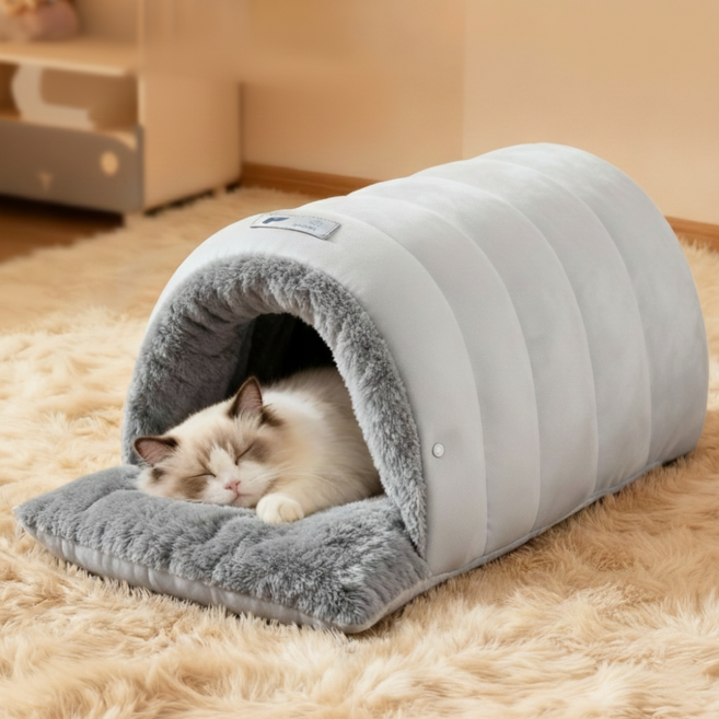 지금부터마켓 겨울 방한 방수 고양이 강아지 숨숨집, 그레이, 1개