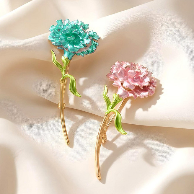 카네이션 브로치 뱃지 핀 어버이날 스승의날 부부의날 선물 2p 세트, 1개, 블루골드x핑크골드