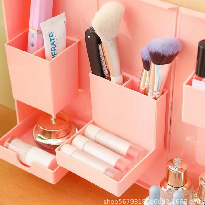 딜헤븐 접이식 다용도 필통 파우치 가방, 1개, 핑크