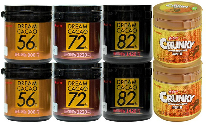 롯데웰푸드 크런키볼 드림카카오56% 드림카카오72% 드림카카오82%, 2세트, 334g