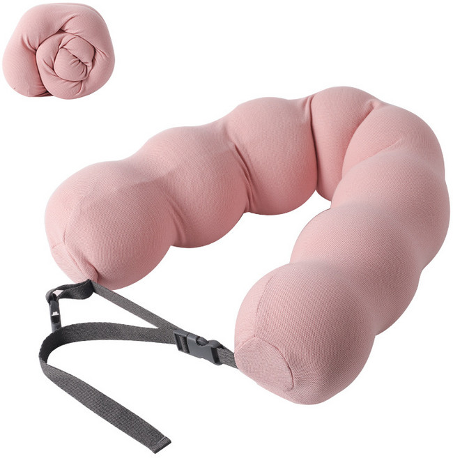 하스몰 여행 일상 어디서나 목 허리 쿠션 변신 베개, 핑크