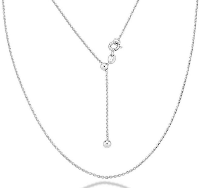 Miabella 925 스털링 실버 또는 18K 옐로우 골드 오버 이탈리아 1.3mm 조절 가능한 솔리드 다이아몬드 컷 얇은 볼로 케이블 체인 목걸이 여성용 슬라이더 35.
