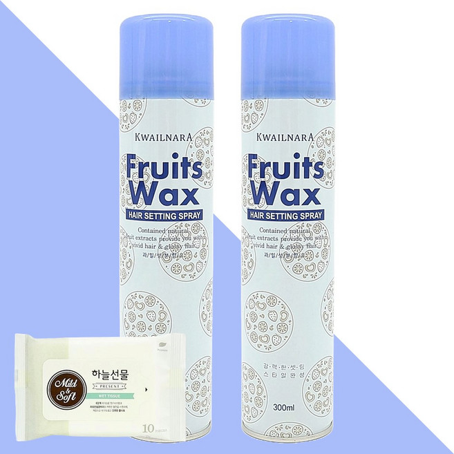 과일나라 후르츠왁스 헤어 셋팅 스프레이 300ml 2개(+휴대용 물티슈 1개), 단품