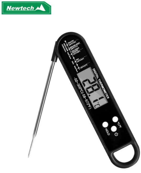뉴테크캠쿡 요리용 바베큐온도계 접이식 탐침온도계, 디지털온도계, 1개
