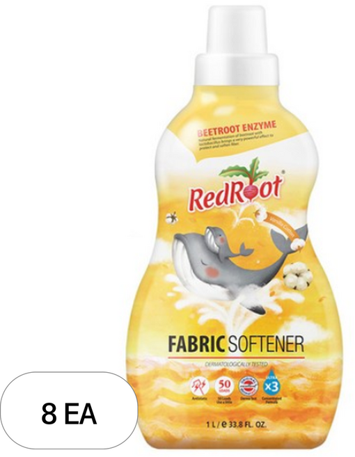 레드루트 유아 섬유유연제 바닐라코튼향 플러스 본품, 1L, 8개